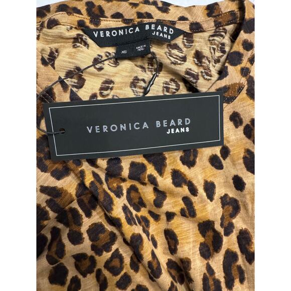 Veronica Beard Jeans Porter Tee Leopard Print Top New With Tags XS - Picture 8 of 8